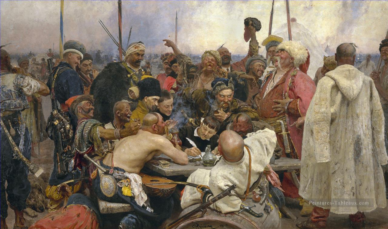 la réponse des cosaques zaporoziens au sultan mahmoud iv 1891 Ilya Repin Peintures à l'huile